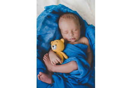 A newborn baby sleeps with a teddy, a Person Photo by yanadjana