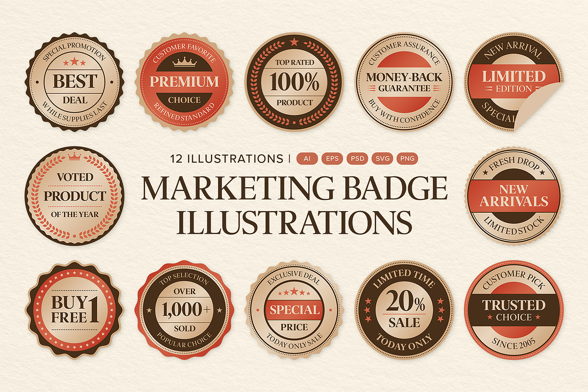 Vintage Marketing Badge Vector Set, an Object Graphic by DesignerCandies (Photo 6 of 6)