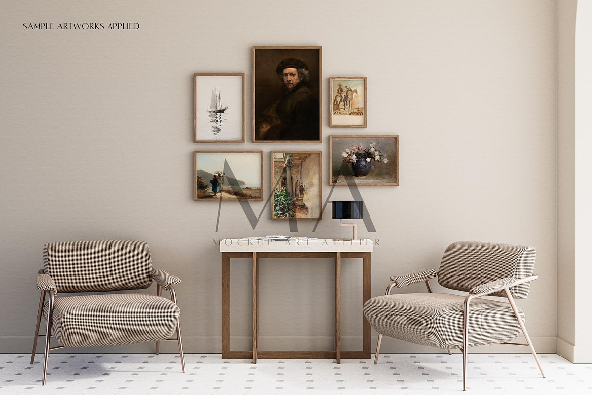 Vintage Frame Mockup Bundle Set of 9, a Household Mockup by Mockup Art Atelier (Photo 8 of 18)