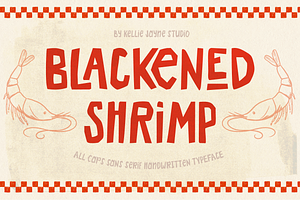 Blackened Shrimp Font, a Handwritten Font by Kellie Jayne Studio