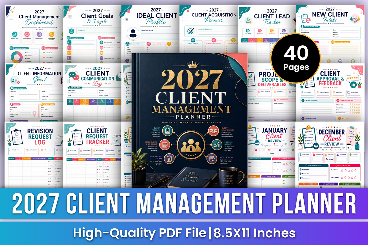 2027 Client Management Planner | CRM, a Stationery Template by Mustafiz (Photo 1 of 5)