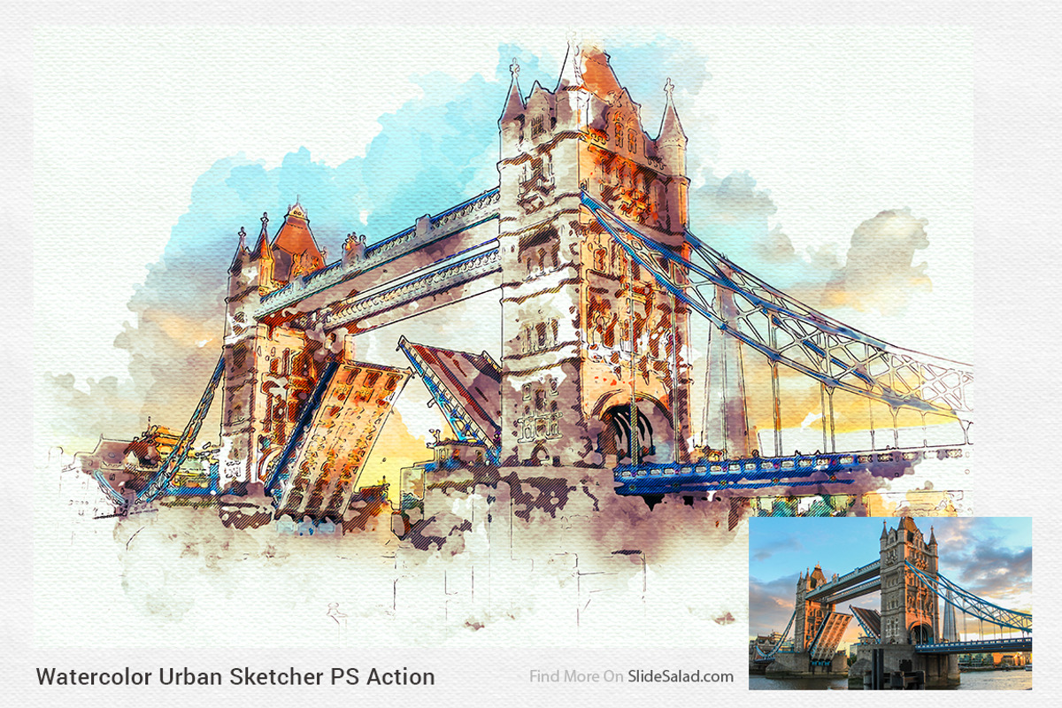 Watercolor Urban Sketcher PS Action, an Action Add-On by SlideSalad (Photo 8 of 21)