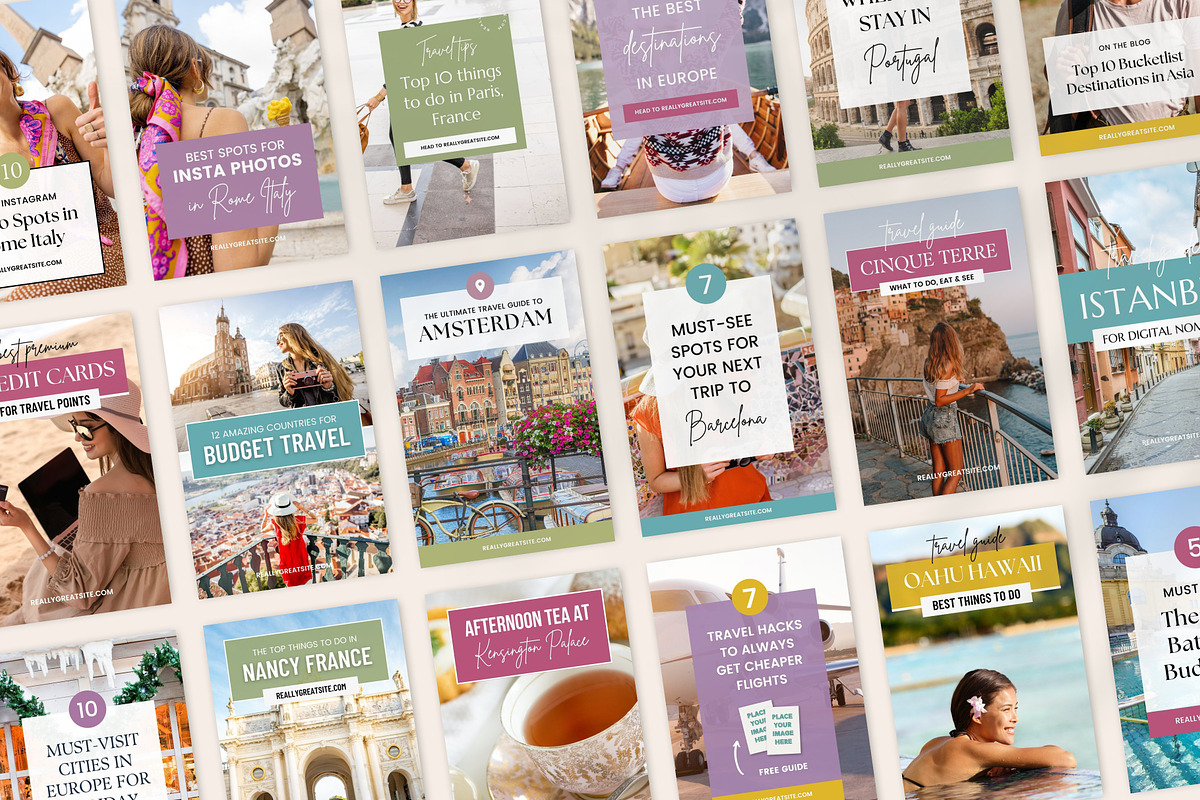 Pinterest Travel Templates Canva, a Social Media Template by Fallon Gerst (Photo 4 of 7)