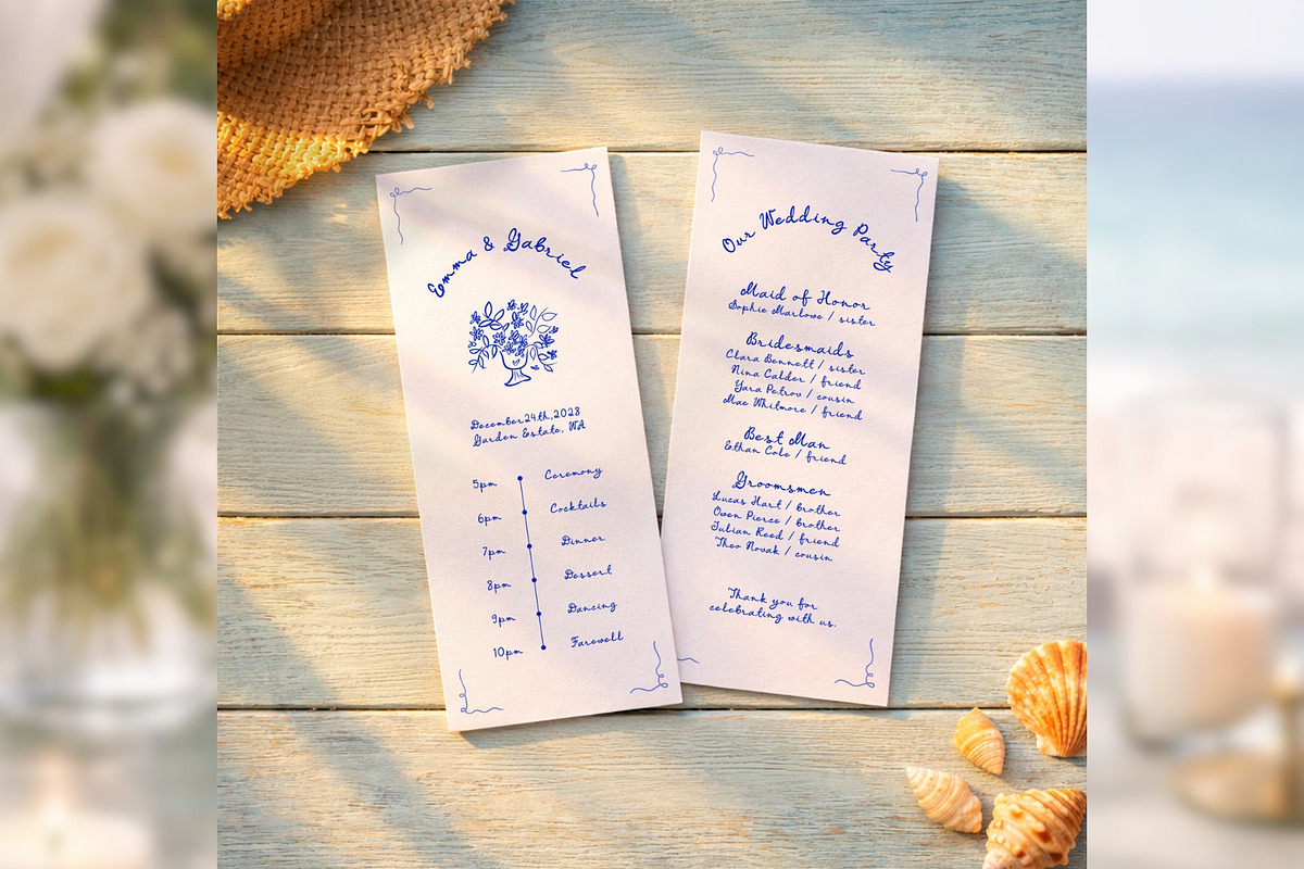 HandDrawn Wedding Program bd001, a Card Template by TyphoonStudio (Photo 1 of 8)