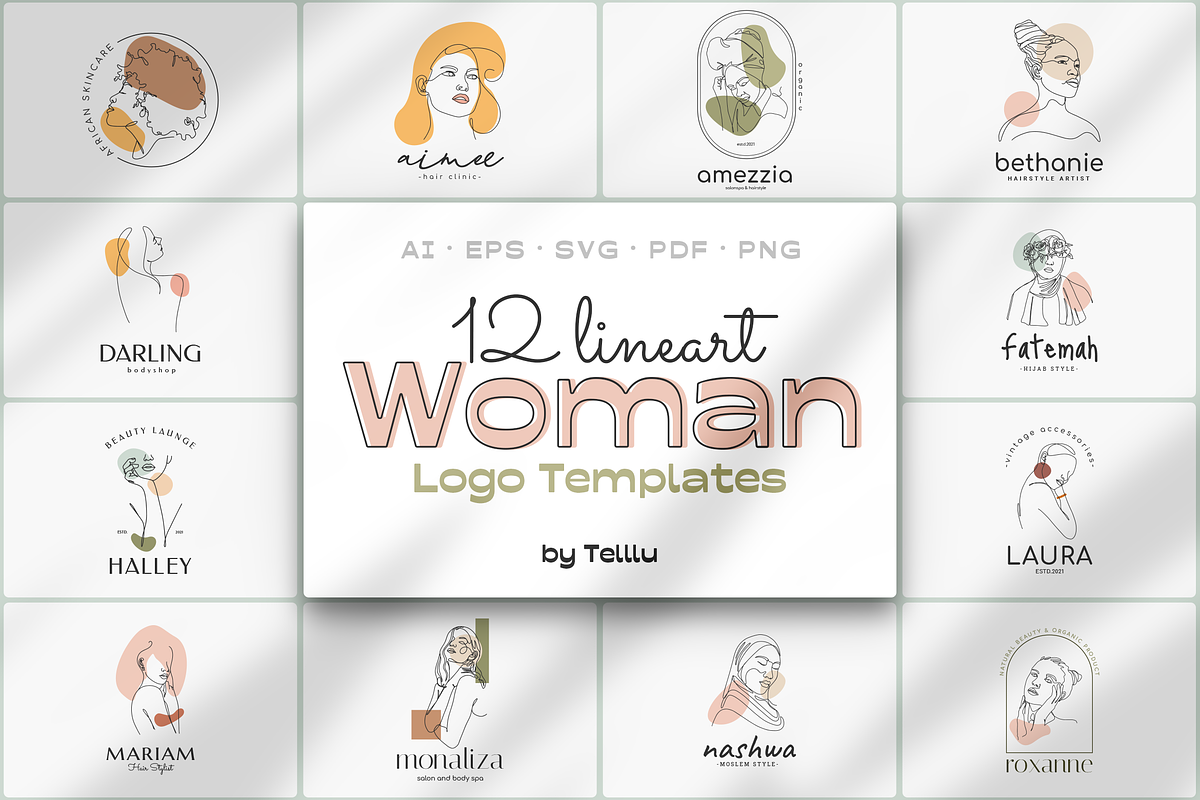 Woman Line Art Logo Templates, a Branding & Logo Template by Telllu & Friends (Photo 1 of 9)