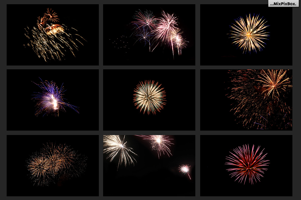 100 Fireworks Overlays, a Texture Graphic by MixPixBox