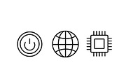 Line art set of technology icons set, an Outline Icon by Elen_Art (Thumbnail 3 of 4)