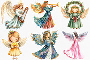 Watercolor Christmas Angel Clipart, an Illustration by Canvas Craft (Thumbnail 3 of 7)