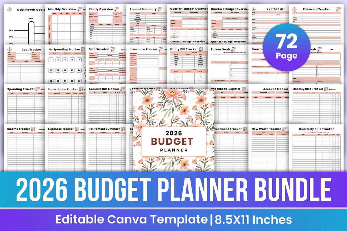2026 Budget Planner Bundle, a Stationery Template by Mustafiz (Photo 1 of 6)