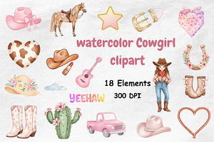 Watercolor Cowgirl Clipart, a Person Illustration by BerryPieArt