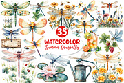 Summer Dragonfly Garden Clipart, an Illustration by Dream Creation (Thumbnail 1 of 4)