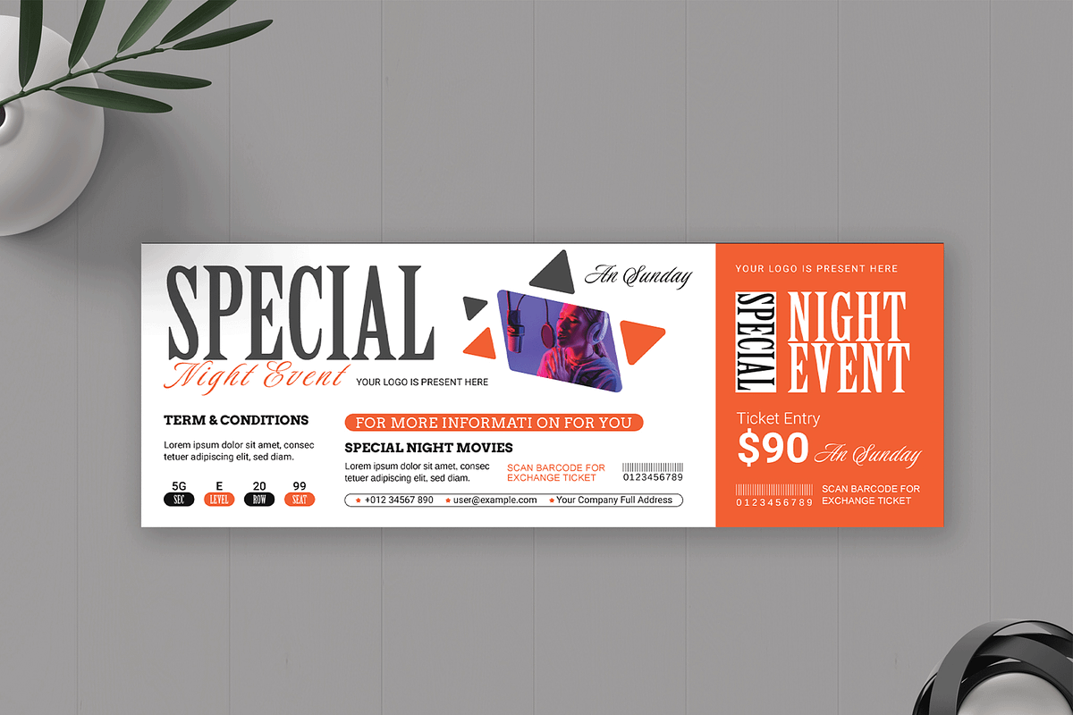 Special Night Event Ticket, a Stationery Template by MightyDesign (Photo 2 of 6)
