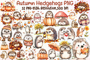 Autumn Hedgehogs Clipart, an Illustration by Sublimation Artist (Thumbnail 1 of 6)