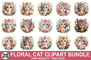 Floral Cat Clipart Bundle, a Graphic by crative8112 (Thumbnail 1 of 10)