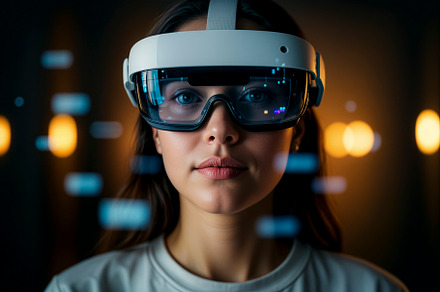 woman with augmented reality glasses