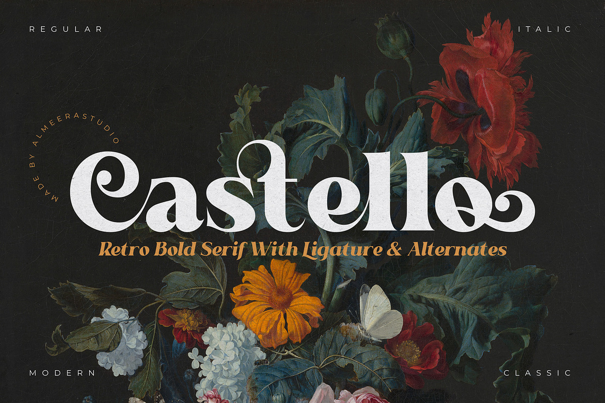 Castello Typeface | Retro Bold Serif, a Serif Font by Almeera Std (Photo 1 of 12)