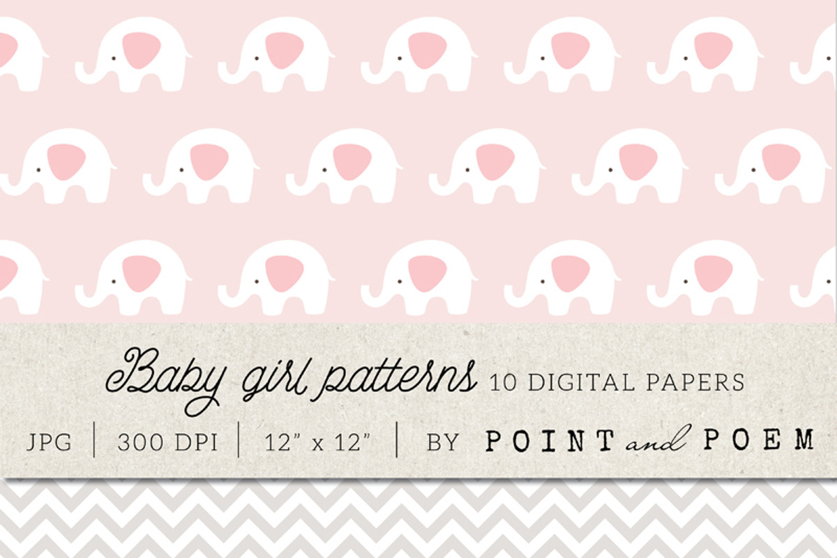 Baby Girl Digital Paper, a Pattern Graphic by Point and Poem