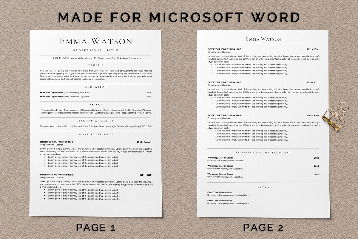 Resume template / CV template, a Resume Template by UResume (Photo 3 of 8)