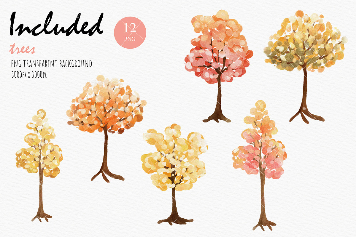 Autumn trees clipart, an Illustration by Chonnieartwork (Photo 2 of 4)
