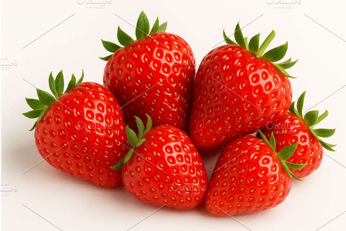 Ripe strawberries on white, a Food Illustration by AlexArt