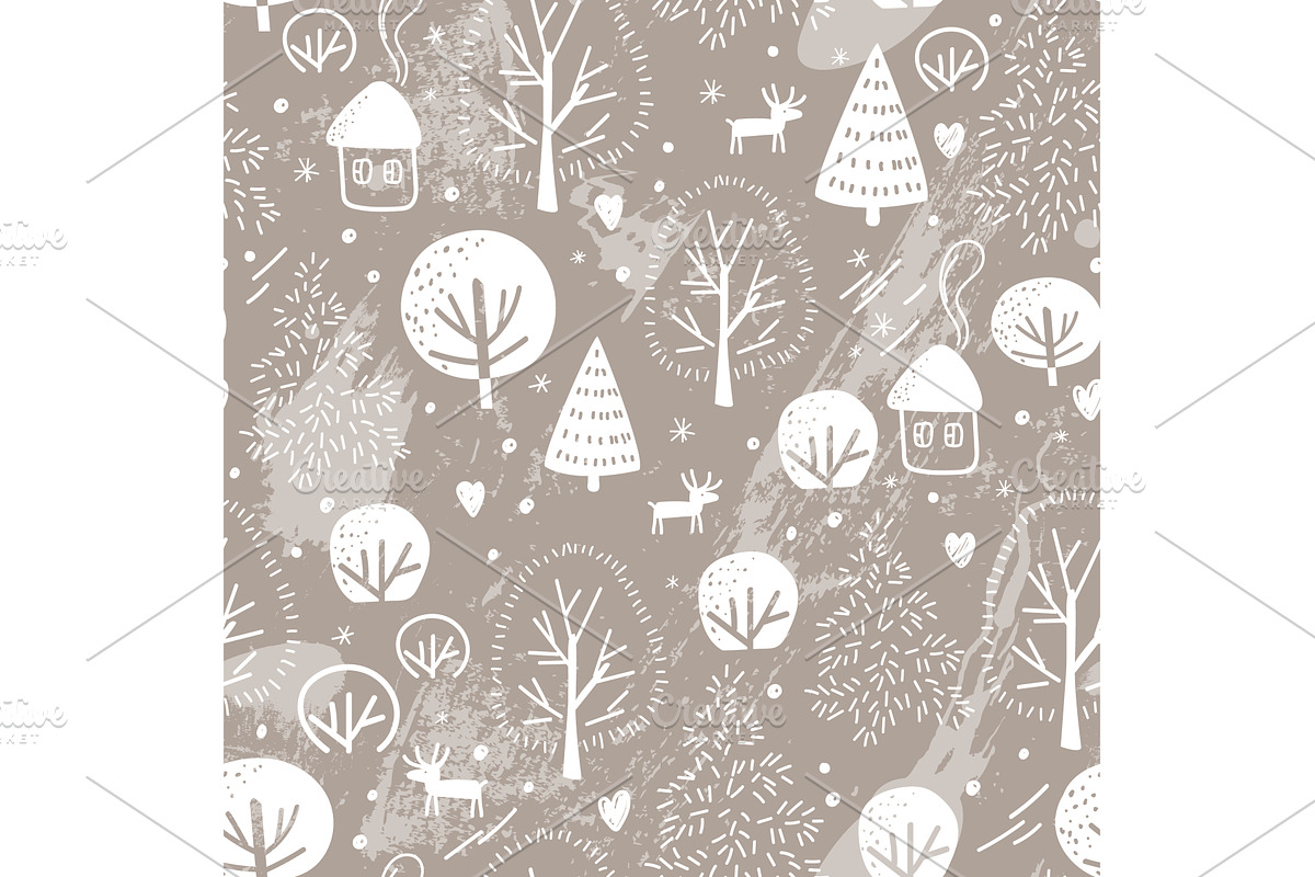 Seamless pattern with icy wood, an Illustration by Toltemara