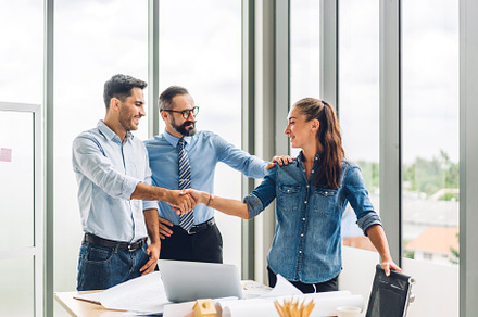 Image two business partner meeting successful handshake together, a Person Photo by Art_Photo