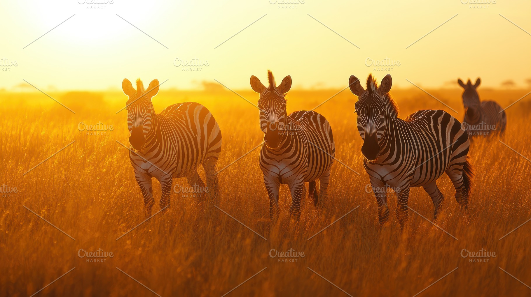 Zebras silhouetted by warm sunlight, a Background Photo by Pixeness