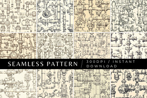 12 Steamtangle Seamless Patterns, a Pattern Graphic by Inknfolly