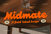 Midmate - Bold Inked Retro Script, a Script Font by Typia Nesia (Thumbnail 1 of 12)