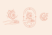 Hand Crescent Moon Star Rustic Logo, a Branding & Logo Template by Signatoro (Thumbnail 1 of 2)