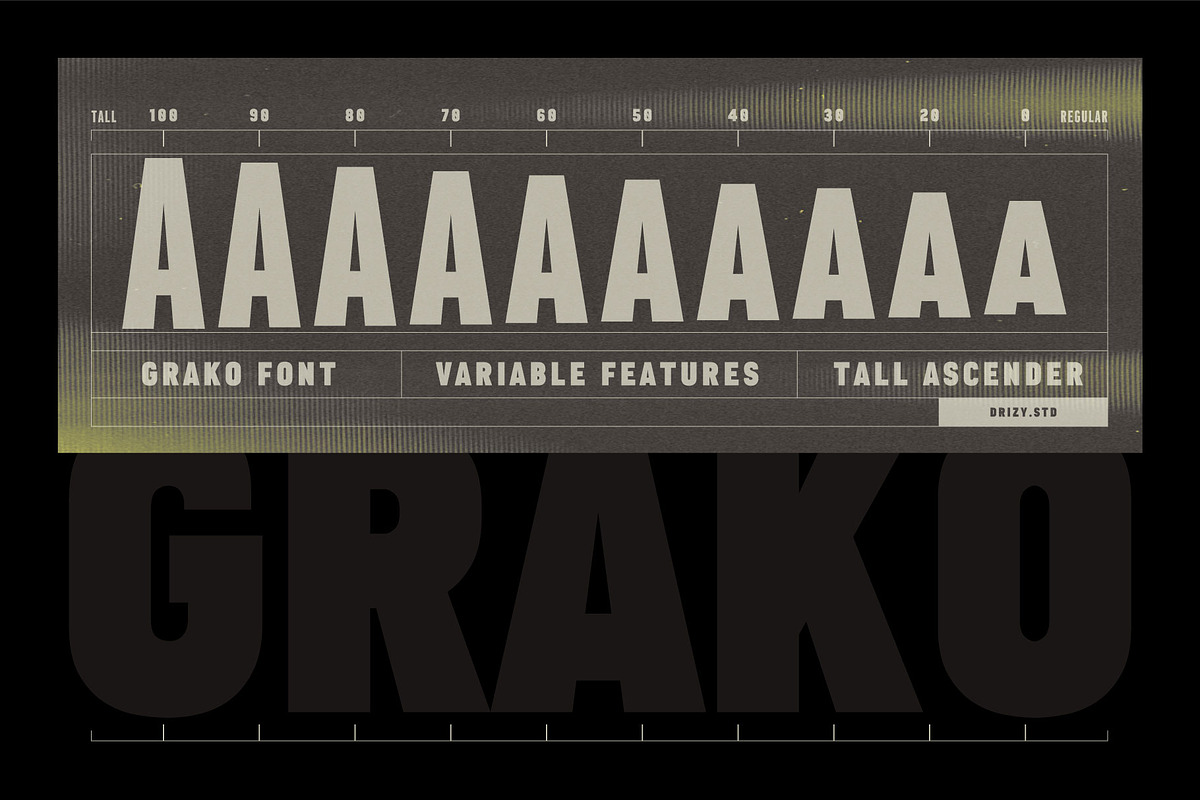 Grako - Bold Condensed Variable Font, a Sans Serif Font by Drizy (Photo 3 of 9)