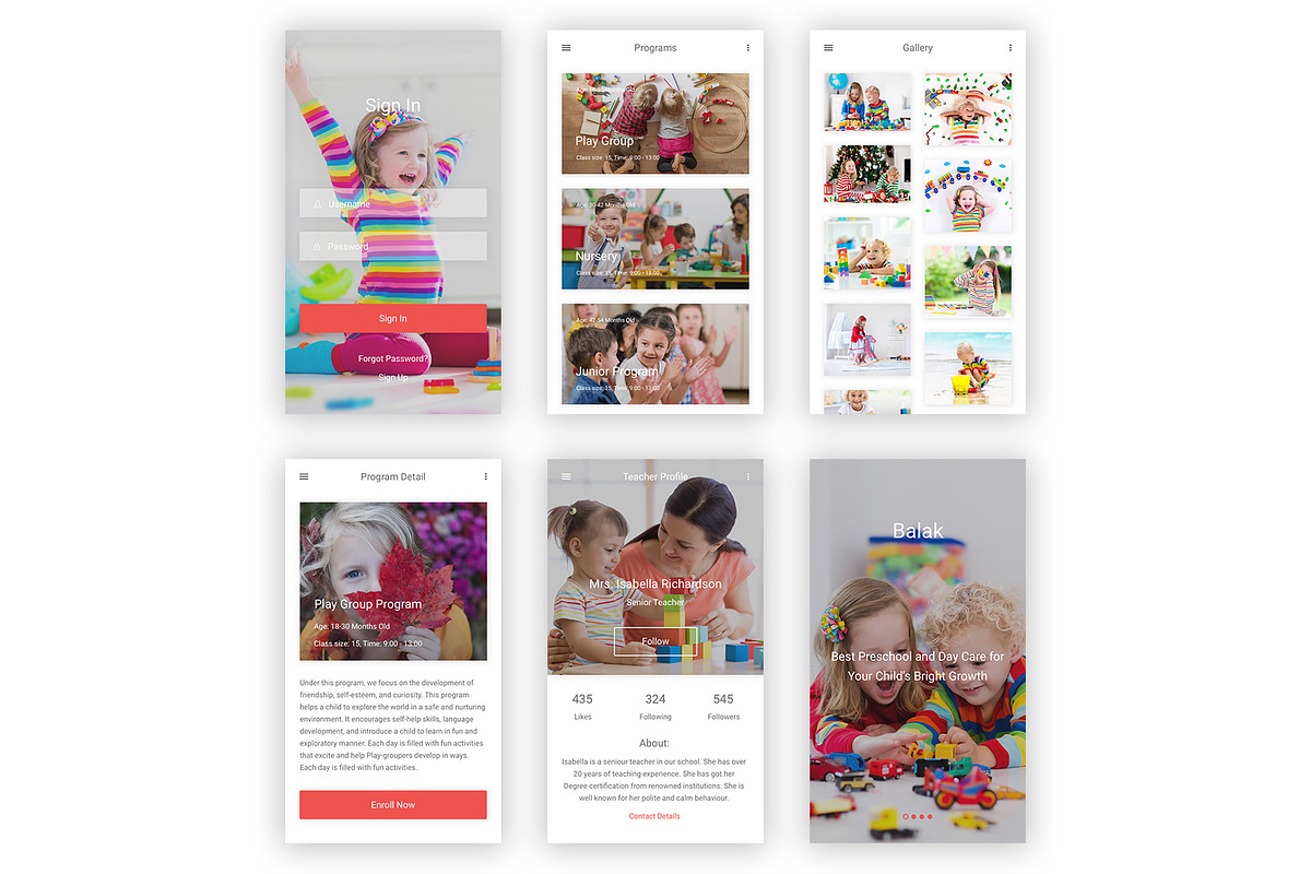 Kindergarten & Pre-school Figma App, an UI Kit Template by themelove