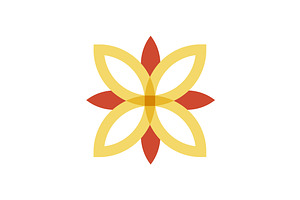 Red and gold flower logo