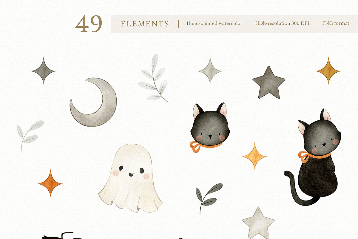 Watercolor Cute Halloween Set, a Decorative Illustration by Carol Lozove (Photo 5 of 26)