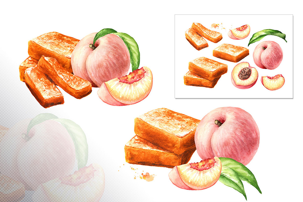 Ripe Peaches. Watercolor set, a Food Illustration by Daria Ustiugova (Photo 14 of 23)