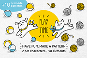 PLAY TIME | LITTLE CAT & DOG SET, a Pattern Graphic by CATMINT (Thumbnail 1 of 10)