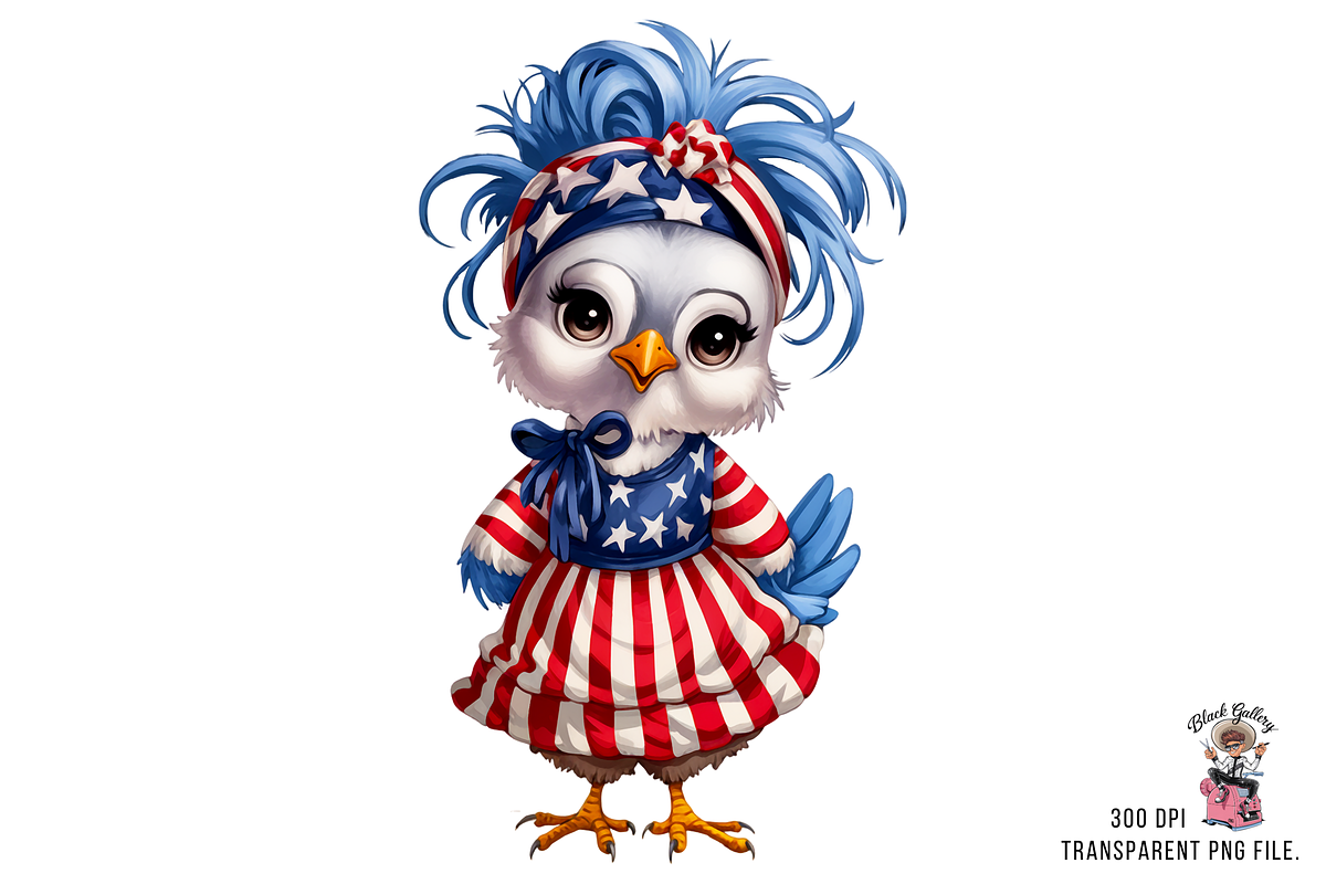 Patriotic Hen PNG Clipart Bundle, a Graphic by Clipart Bloom (Photo 7 of 11)