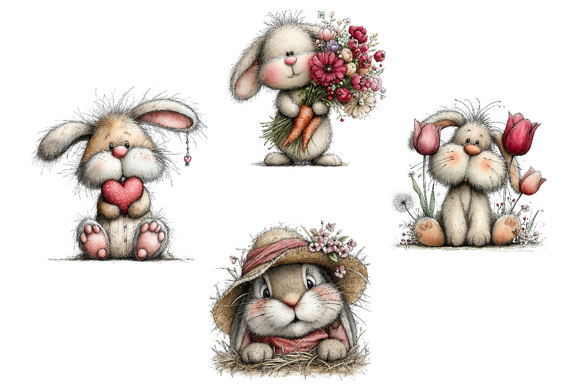 Whimsical Easter Bunny Clipart PNG, an Illustration by Dream Creation (Photo 7 of 7)