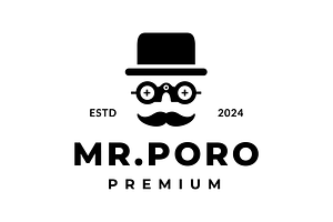 bowler hat man classic style logo, a Branding & Logo Template by devastd