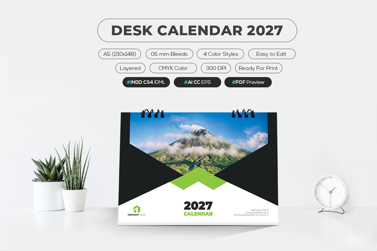 2027 Desk Calendar Printable, a Stationery Template by MstArtwork (Photo 5 of 5)
