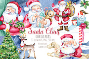 Santa Claus Christmas clipart set, an Illustration by SimpleWishesArt (Thumbnail 1 of 5)