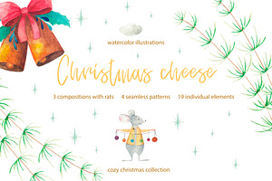Christmas cheese. Watercolor set