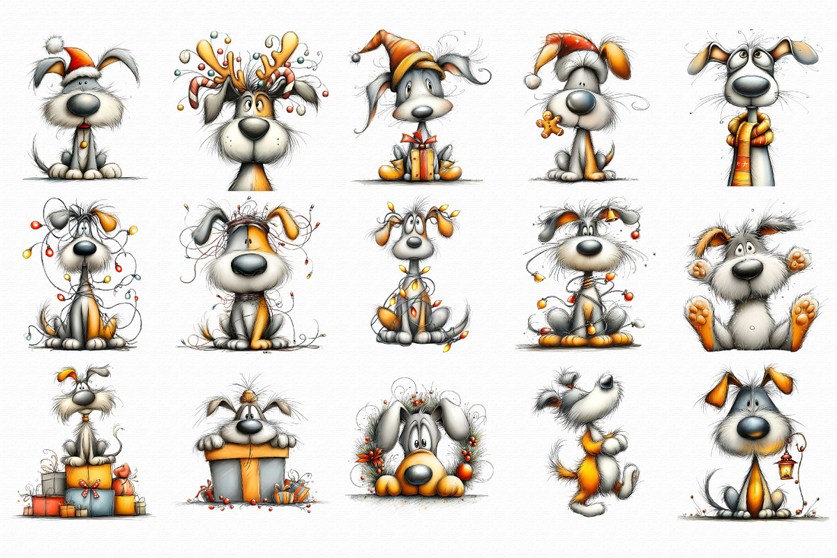 Funny Christmas Dog Clipart, an Illustration by Libby Wishes (Photo 5 of 7)