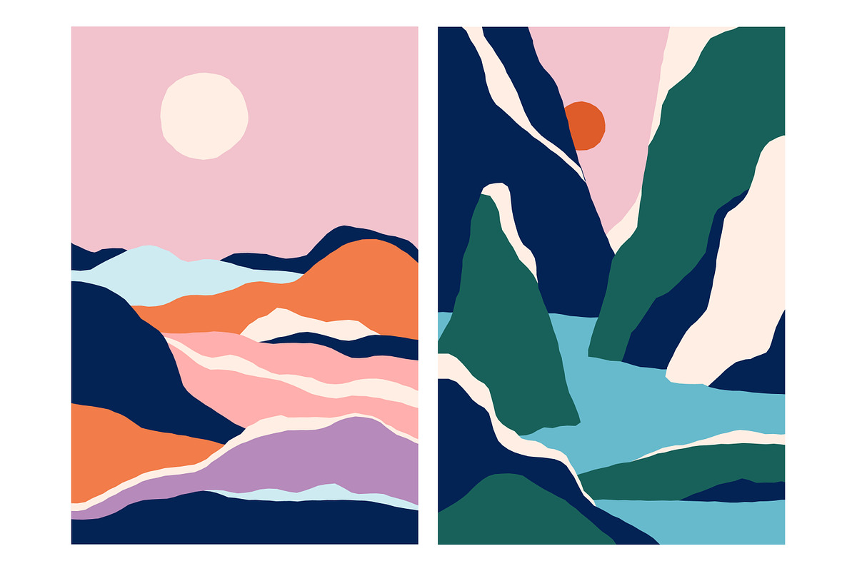 Abstract nature landscapes cards set, a Decorative Illustration by Good Studio (Photo 14 of 34)