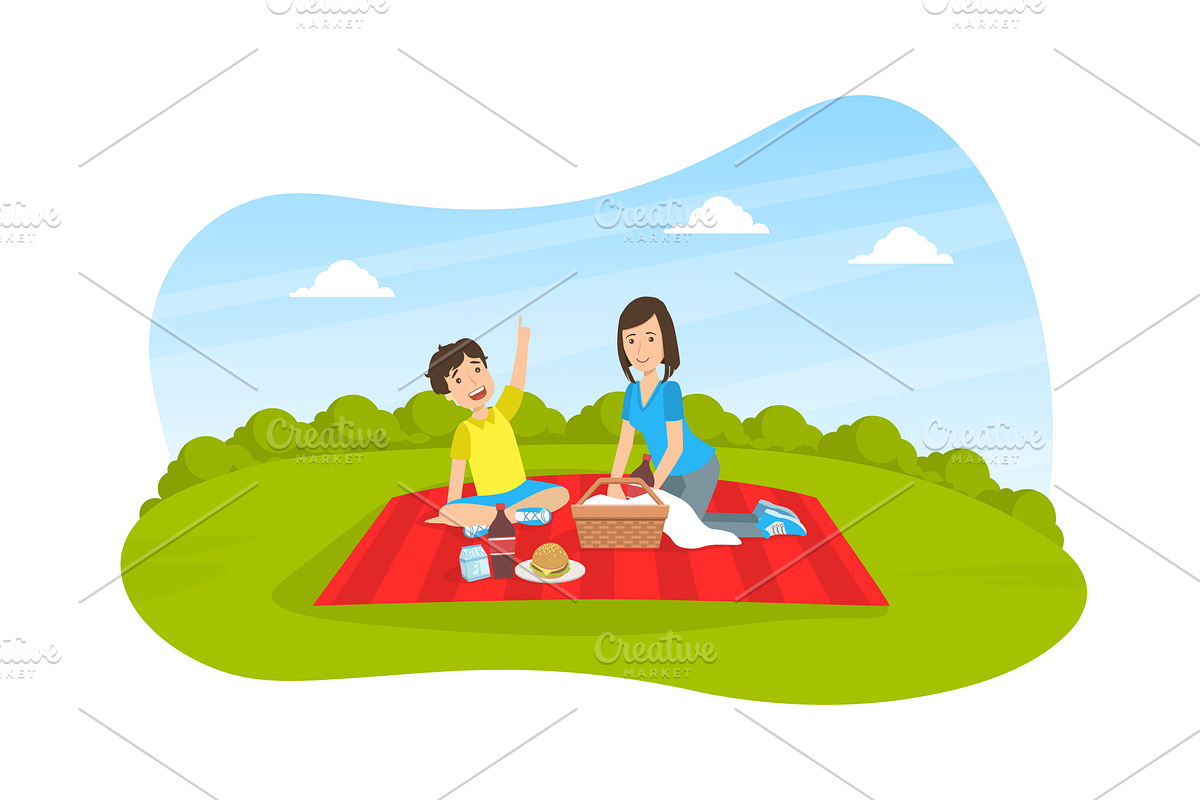 Loving Mother and Her Song Eating, a Person Illustration by TopVectors