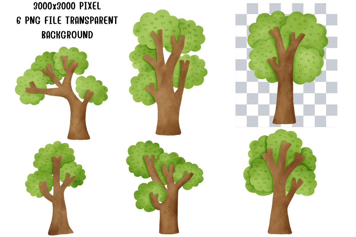 Watercolor Tree Clipart Hand Painted, an Object Illustration by Nattapohncha (Photo 3 of 3)