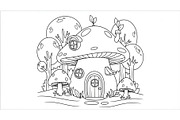 Whimsical Mushroom House Line Art bu, an Illustration by Designs_River (Thumbnail 11 of 51)