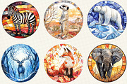 Wild Animals Round Stained Glass, an Illustration by OK Design (Thumbnail 4 of 5)