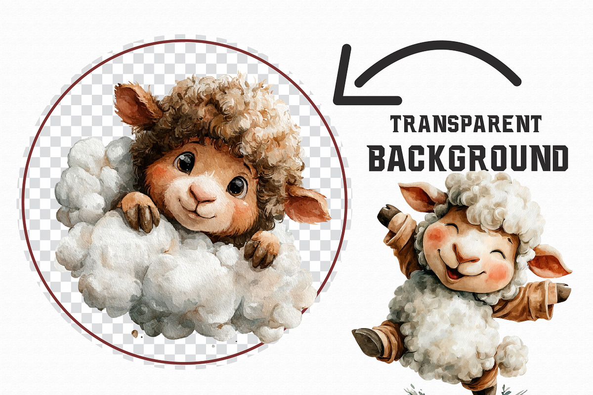 Watercolor Funny Sheep Clipart, an Illustration by Libby Wishes (Photo 5 of 7)