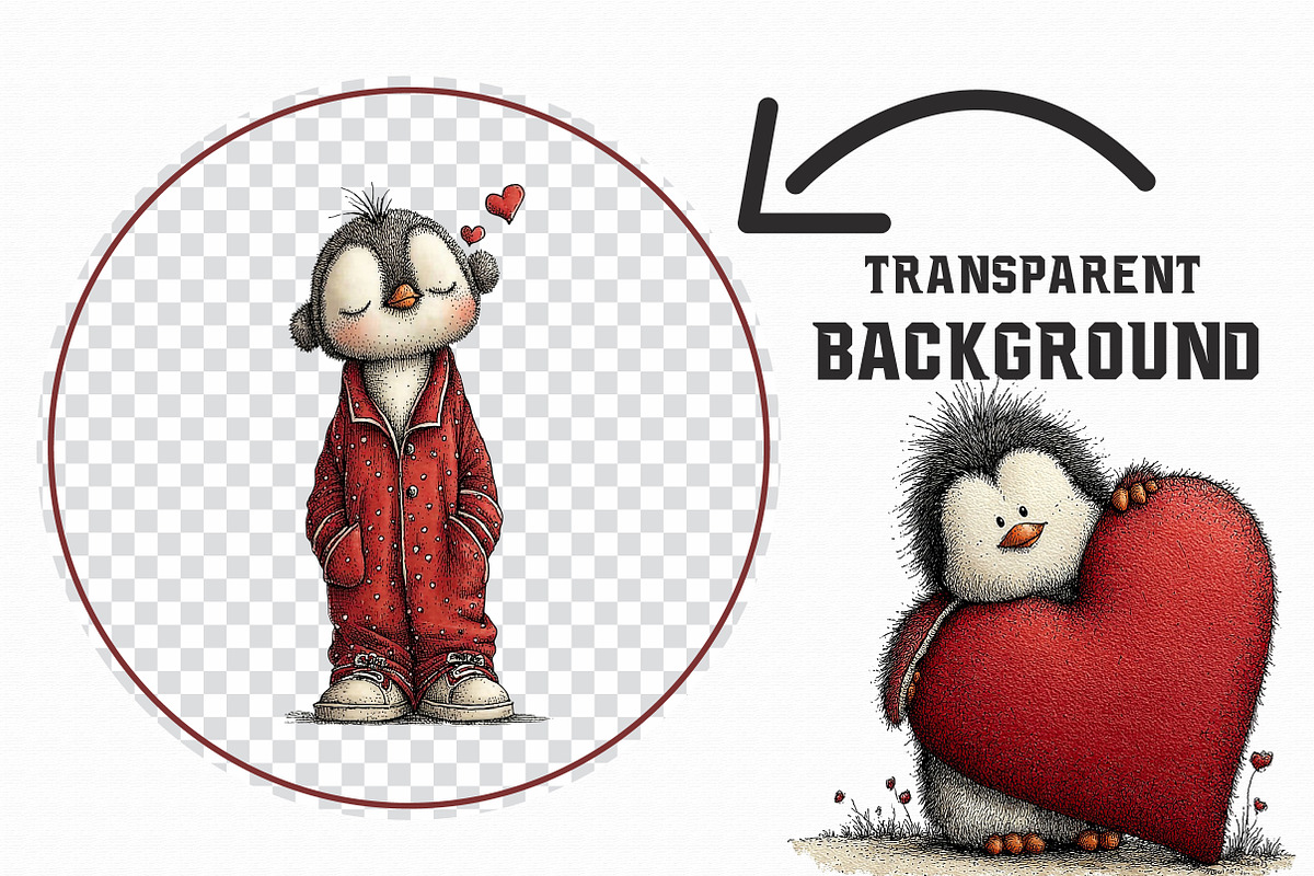 Whimsical Valentine Penguin Clipart, an Illustration by Libby Wishes (Photo 2 of 6)